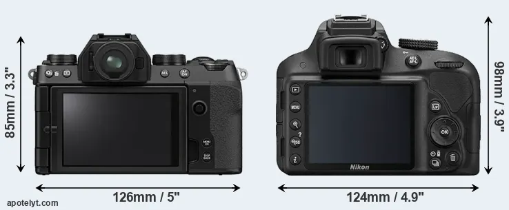Comparison X-S10 or D3300 rear