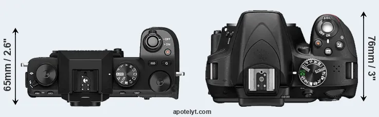 Compare X-S10 versus D3300 top