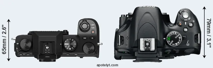 Compare X-S10 versus D5100 top