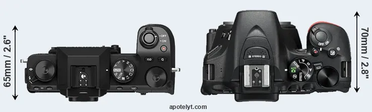 Compare X-S10 versus D5500 top