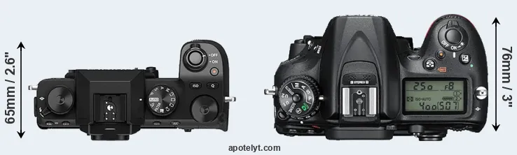Compare X-S10 versus D7200 top