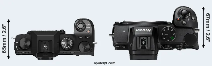 Compare X-S10 versus Z5 top