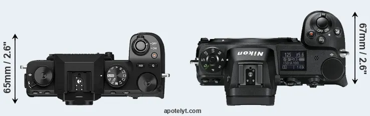 Compare X-S10 versus Z6 top
