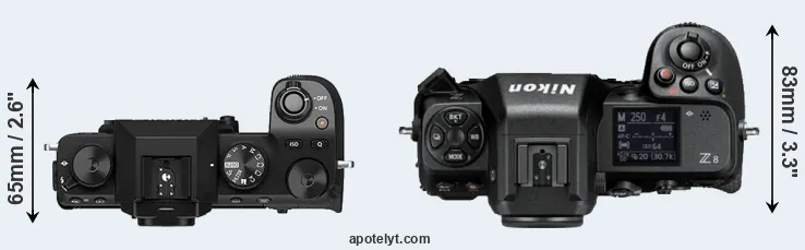 Compare X-S10 versus Z8 top