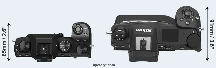 Compare X-S10 versus Z9 top