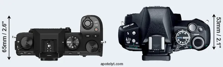 Compare X-S10 versus E-410 top