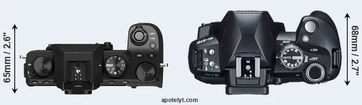 Compare X-S10 versus E-510 top