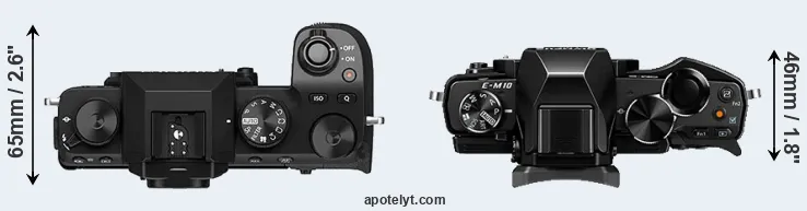 Compare X-S10 versus E-M10 top