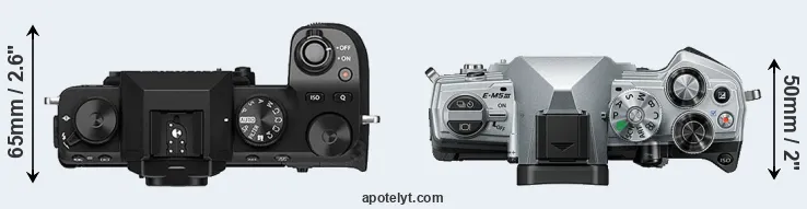 Compare X-S10 versus E-M5 III top