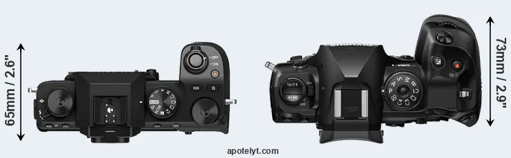 Compare X-S10 versus OM-1 top