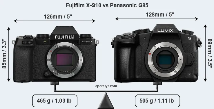 Size Fujifilm X-S10 vs Panasonic G85