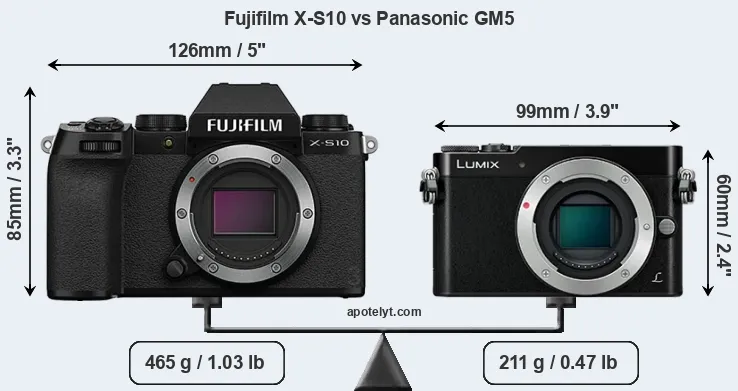 Size Fujifilm X-S10 vs Panasonic GM5