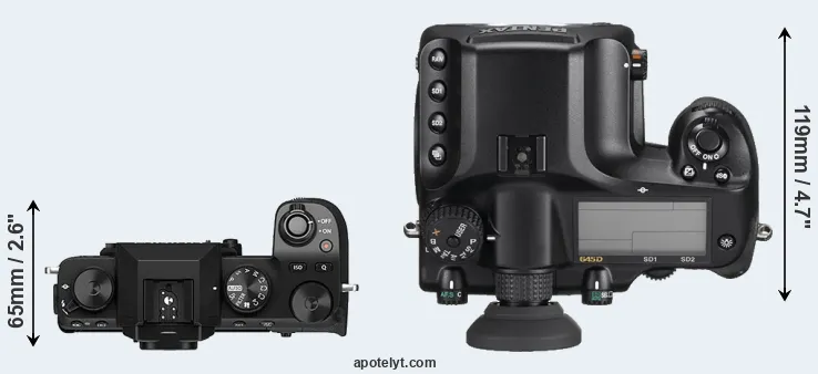 Compare X-S10 versus 645D top
