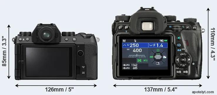 Comparison X-S10 or K-1 II rear