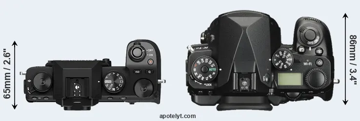 Compare X-S10 versus K-1 II top