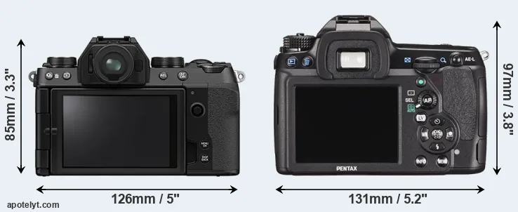 Comparison X-S10 or K-5 II rear