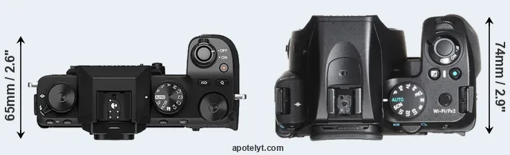 Compare X-S10 versus K-70 top