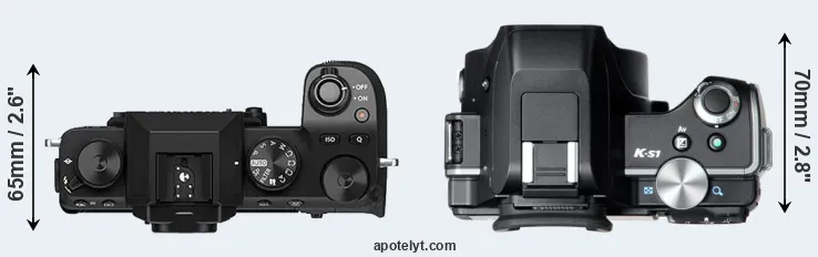 Compare X-S10 versus K-S1 top
