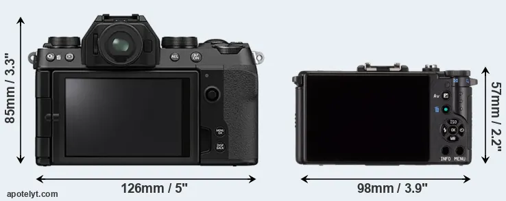 Comparison X-S10 or Pentax Q rear