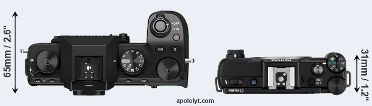 Compare X-S10 versus Pentax Q top