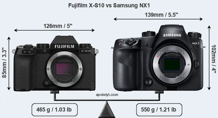 Size Fujifilm X-S10 vs Samsung NX1