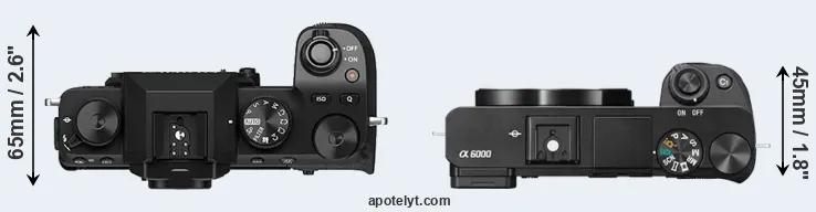 Compare X-S10 versus A6000 top