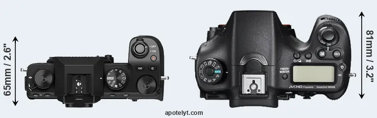 Compare X-S10 versus A77 II top