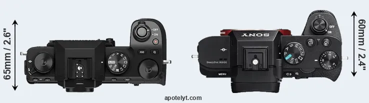 Compare X-S10 versus A7R II top