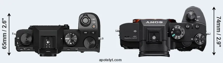 Compare X-S10 versus A7R III top