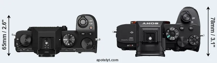 Compare X-S10 versus A7R IV top