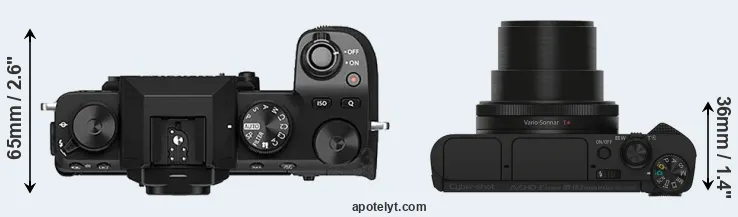 Compare X-S10 versus HX90V top