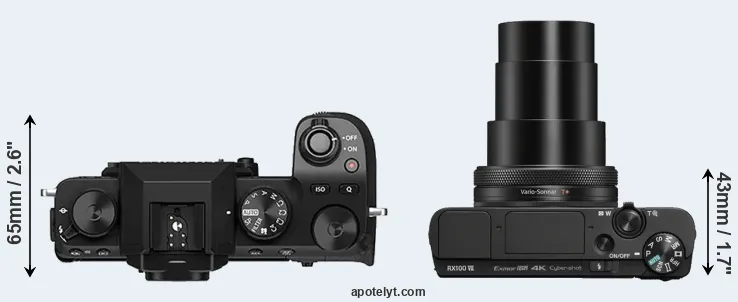 Compare X-S10 versus RX100 VII top