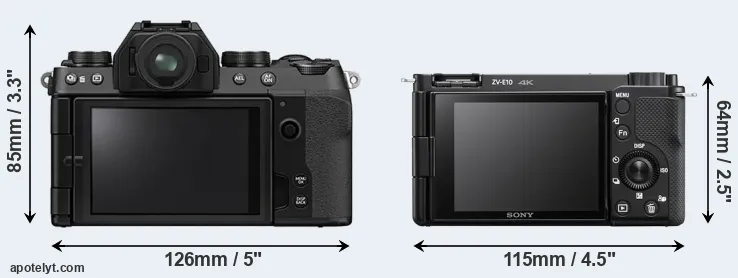 Comparison X-S10 or ZV-E10 rear