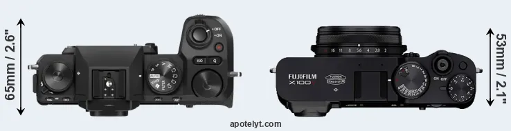 Compare X-S20 versus X100V top
