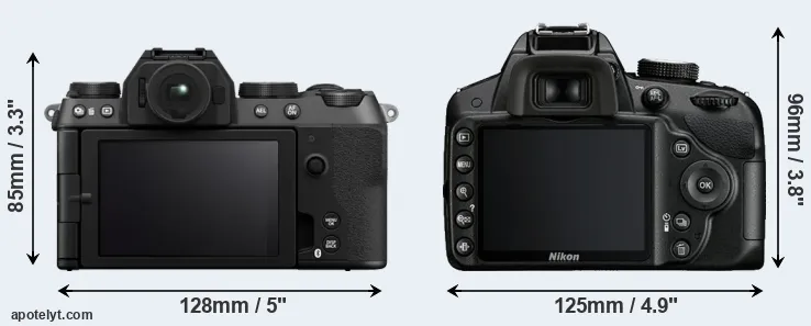 Comparison X-S20 or D3200 rear