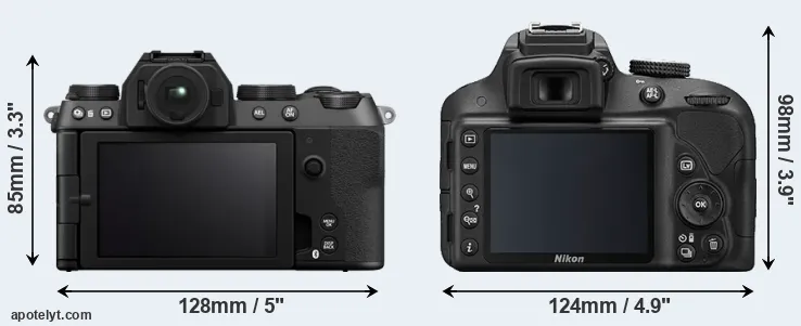 Comparison X-S20 or D3300 rear