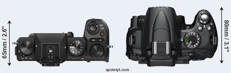 Compare X-S20 versus D5000 top