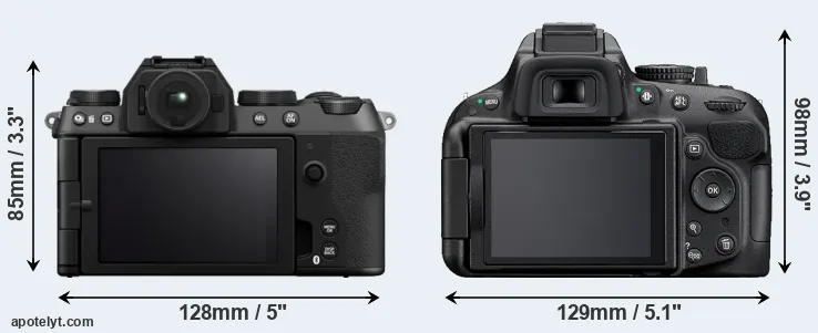 Comparison X-S20 or D5200 rear