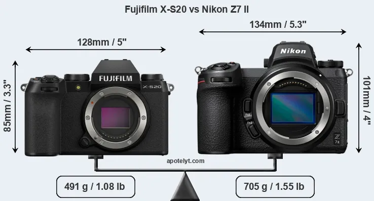 Size Fujifilm X-S20 vs Nikon Z7 II