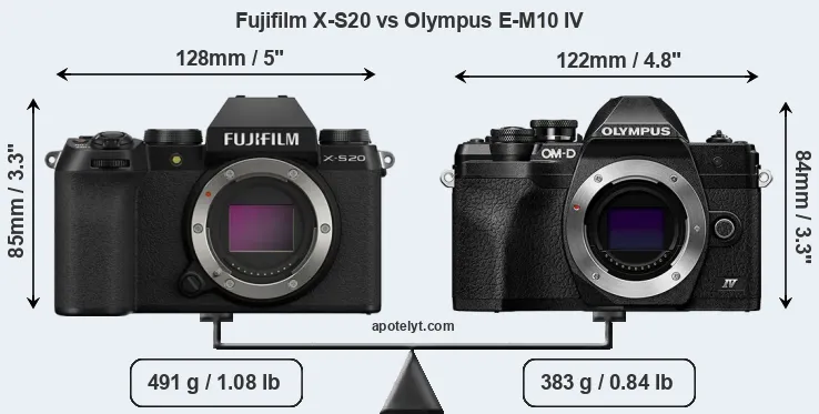 Size Fujifilm X-S20 vs Olympus E-M10 IV