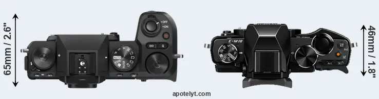 Compare X-S20 versus E-M10 top