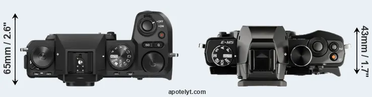 Compare X-S20 versus E-M5 top