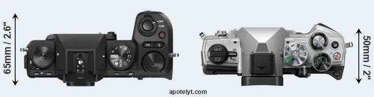 Compare X-S20 versus OM-5 top