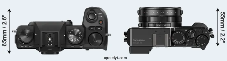 Compare X-S20 versus LX100 top