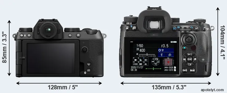 Comparison X-S20 or K-3 III rear