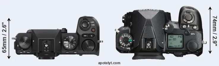 Compare X-S20 versus K-3 III top