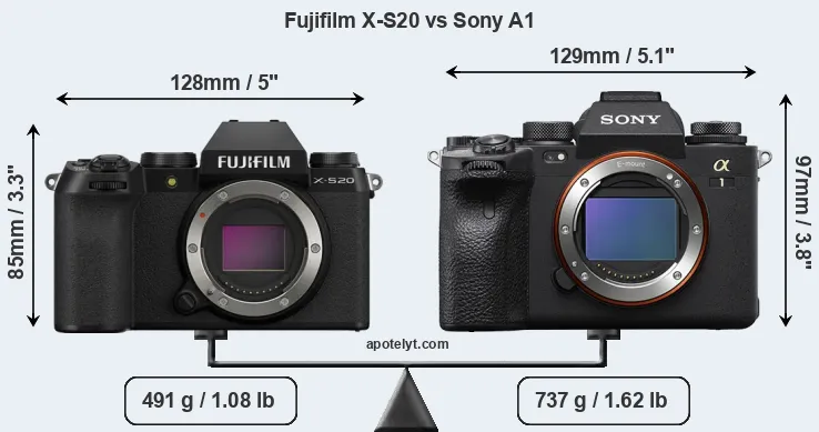 Size Fujifilm X-S20 vs Sony A1