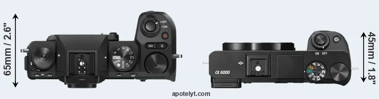 Compare X-S20 versus A6000 top