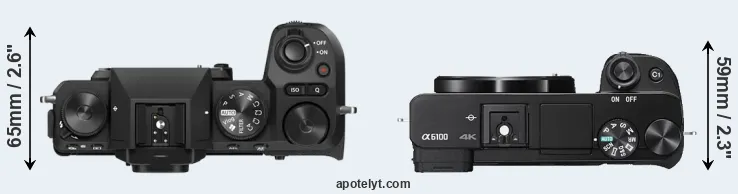 Compare X-S20 versus A6100 top