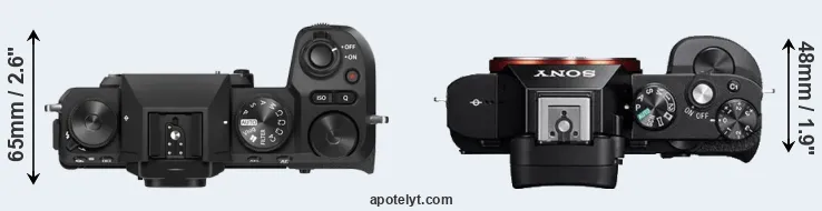 Compare X-S20 versus A7 top
